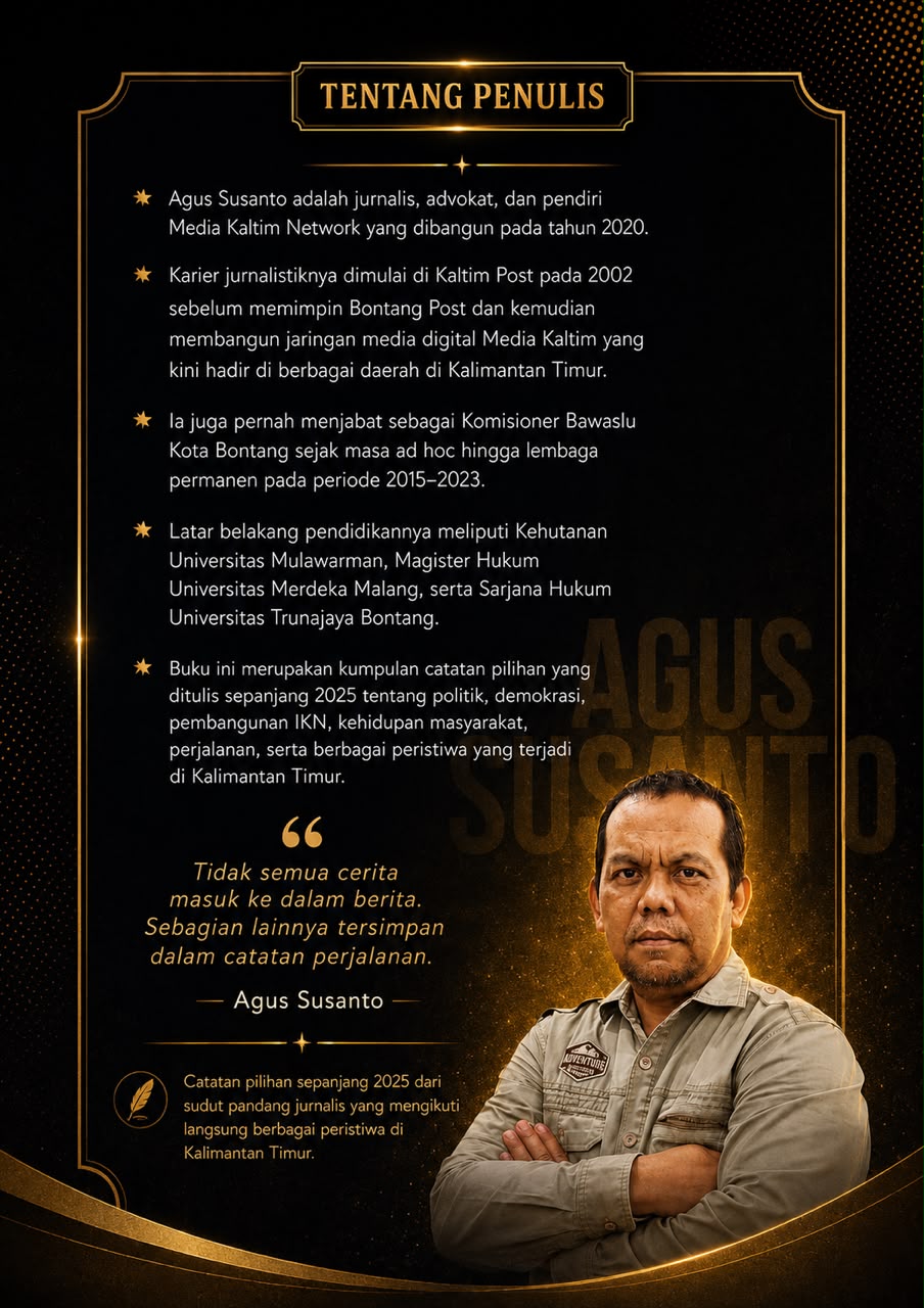 Halaman tentang penulis buku PSU, Banjir, IKN, dan Jejak Backpacker